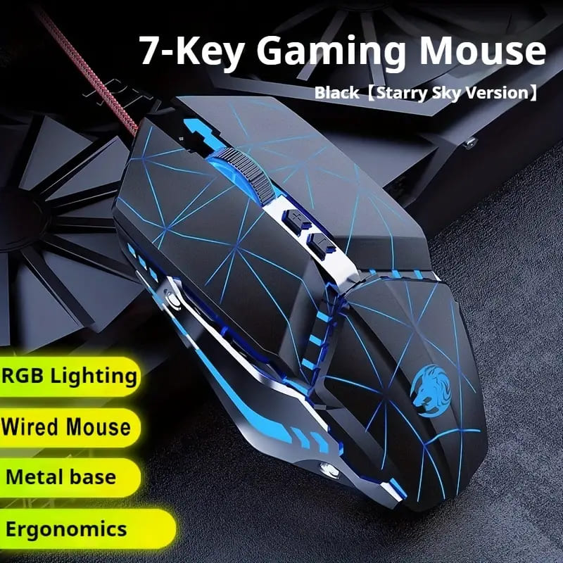 Ergonomic Wired Gaming Mouse with LED Backlight